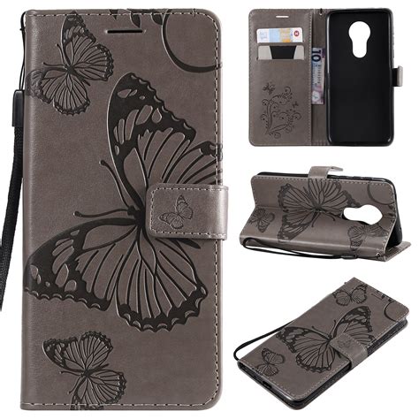 Motorola Moto G7 Power Wallet Case Dteck Slim Embossed Butterfly Pu Leather Flip Folio Stand