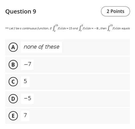 Solved Question 9 2 Points 15 15 Let F Be A Continuous