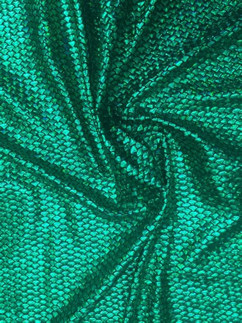 Way Stretch Black Green Mini Mermaid Fish Scales Spandex Foil Etsy