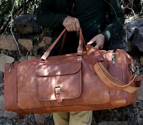 24 Inch Handmade Leather Duffel Bag Leather Duffel Travel Bag