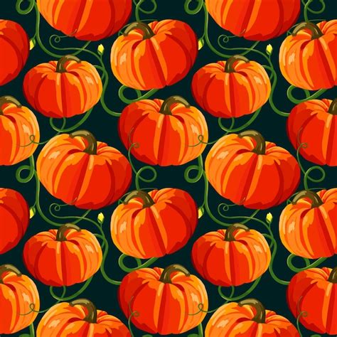 Premium Vector Seamless Pattern With Pumpkins