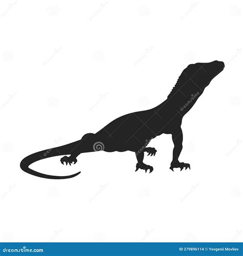 Isolated Monitor Lizard Silhouette Black Drawing Of Varan Big Reptile