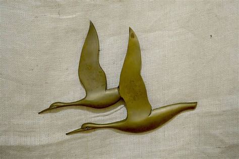 Vintage Brass Birds In Flight Wall Hanging Brass Geese Etsy