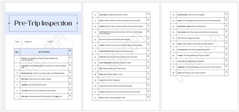 Truck Pre Inspection Checklist And 30 Day Inspection Vhicle Repair Guide Template Editable