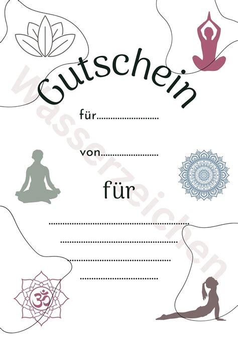 Gutschein Yoga Digital Zum Ausdrucken Gutschein Yoga Gutschein