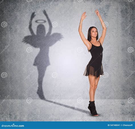 Ballet Dancer With Shadow Showing Angel Side Stock Image Image Of