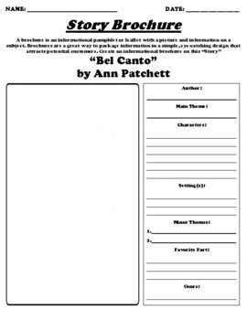 Bel Canto By Ann Patchett STORY BROCHURE By Northeast Education