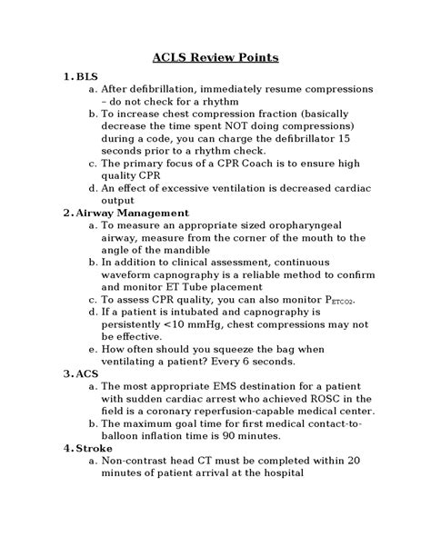 ACLS Review Points: Key Concepts for Effective Resuscitation Techniques