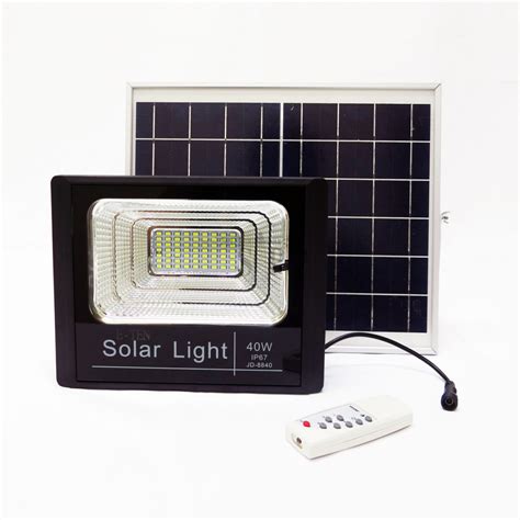 E Ten Jd W Smd Solar Led Flood Light Black C W Solar Panel