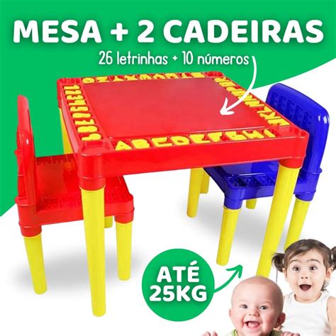 Mesa Infantil 2 Cadeiras Educativa Para Criancas Menino Menina