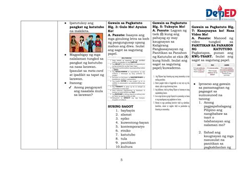 Lesson Exemplar Filipino 7 Week 1 Matatag Curriculum Ppt