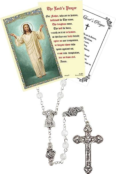 Amazon Our Father Prayer Card With Rosebud Our Father Rosary