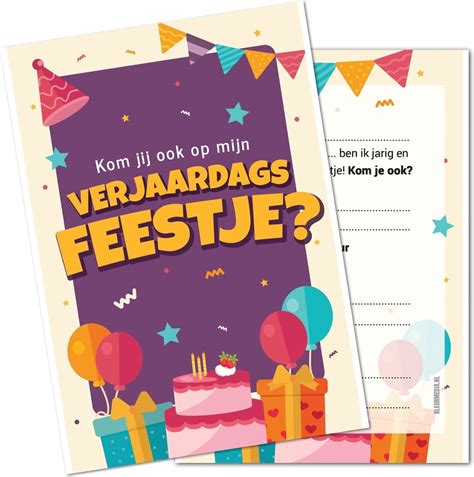 Uitnodiging Kinderfeestje Voordeelset Stuks Beschrijfbaar