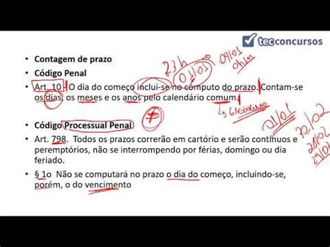 Aula De Contagem Dos Prazos Direito Penal Youtube