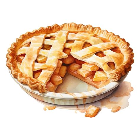 Premium PSD Apple Pie Foods Illustration Watercolor Style Ai Generated