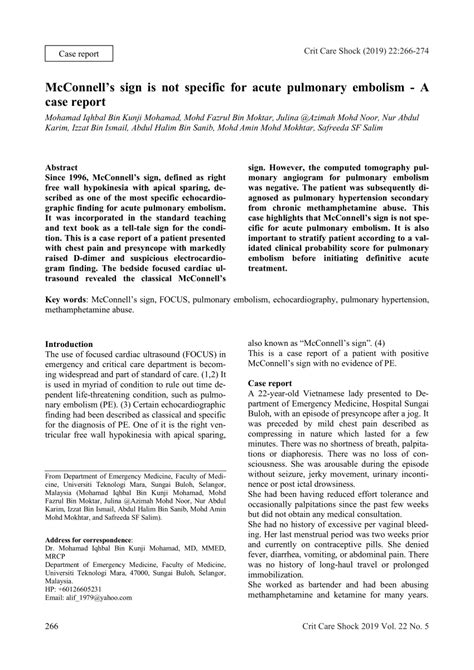 (PDF) McConnell's sign is not specific for acute pulmonary embolism -A ...