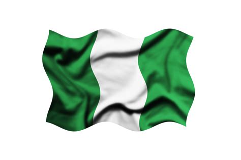 Waving the flag of NIGERIA on a transparent background. 3d rendering ...