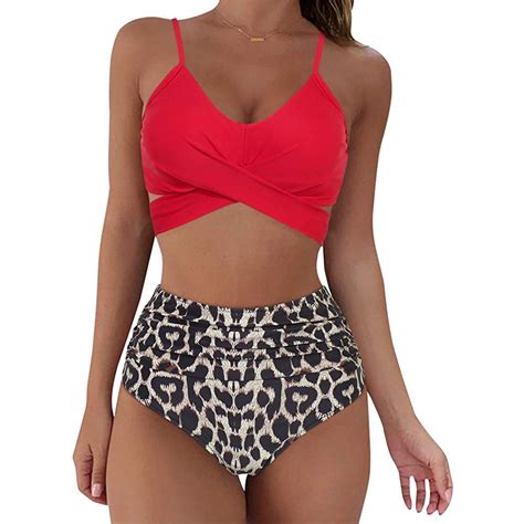 Gdreda Sexy Swimsuits For Women Women Sexy Soild Print Bikini Set Push