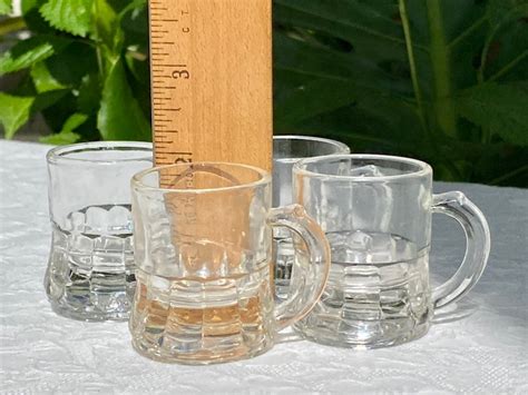 Federal Glass Mini Mug Half Shot Glasses Set Of Four Half Etsy