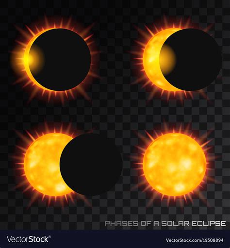 Phases of the total solar eclipse Royalty Free Vector Image