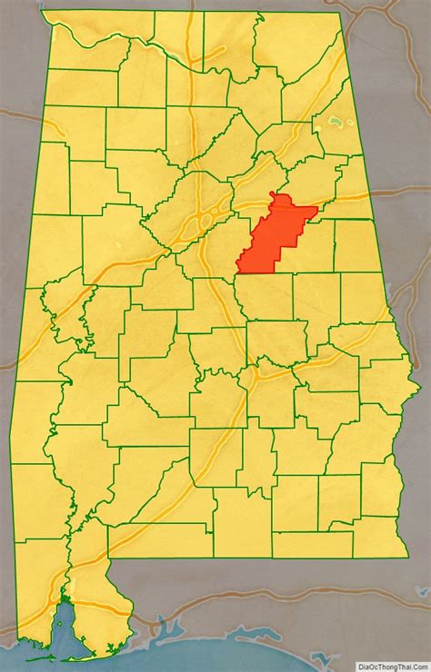 Map of Talladega County, Alabama - Thong Thai Real