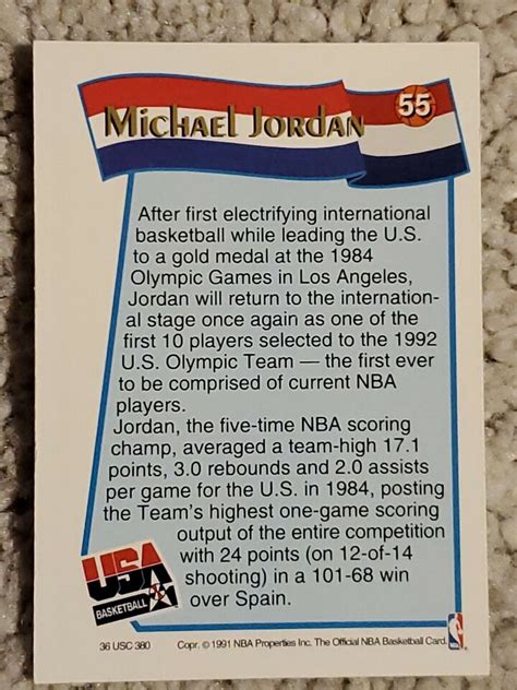 Michael Jordan 1991 NBA Hoops McDonald S Team USA 55 GEM HOF EBay