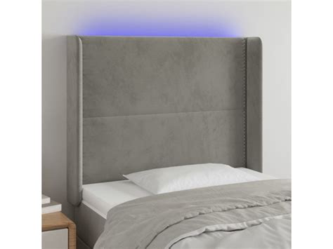 Vidaxl T Te De Lit Led Gris Clair X X Cm Velours Conforama