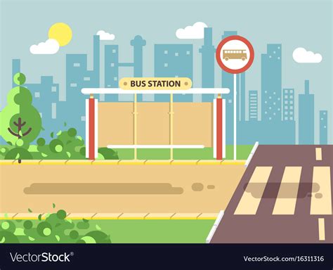 Roadside Cartoon Landscape Royalty Free Vector Image