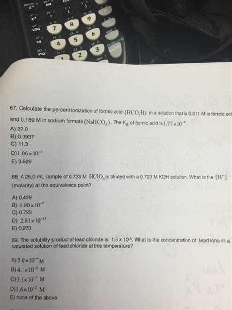 Solved Calculate The Percent Ionization Of Formic Acid