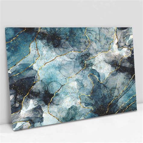 Quadro Decorativo Em Canvas Abstrato M Rmore Azul X Cm Elo