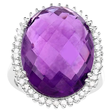 Amethyst Cocktail Ring Opals And Diamonds Halo 17 25 Carats For Sale At