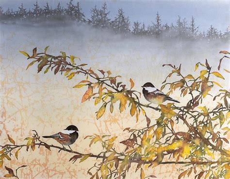 Chickadees In Willows Tapestry Textile By Carolyn Doe Fine Art America