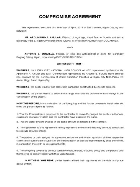 Compromise Agreement Pdf