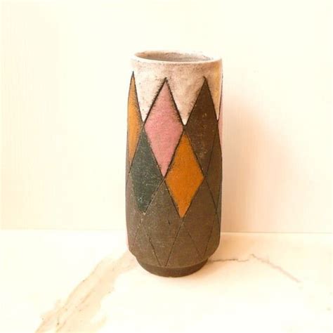 Items Similar To Mid Century Modern Ceramic Vase Pink Orange Cream