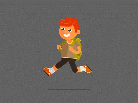 Boy Running Motion Design Animation Vector Animation Cute 