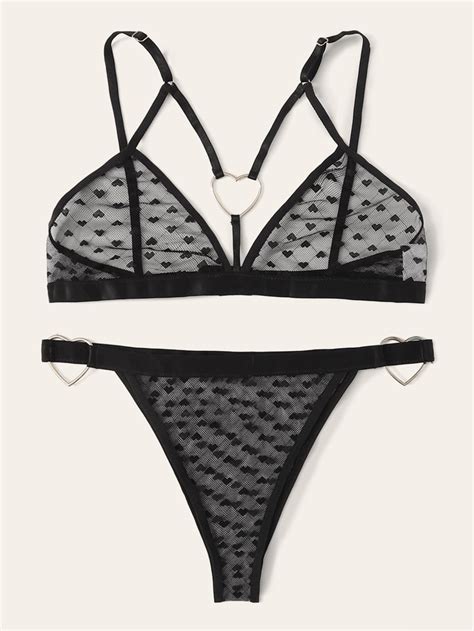 Heart Ring Harness Sheer Lingerie Set SHEIN UK