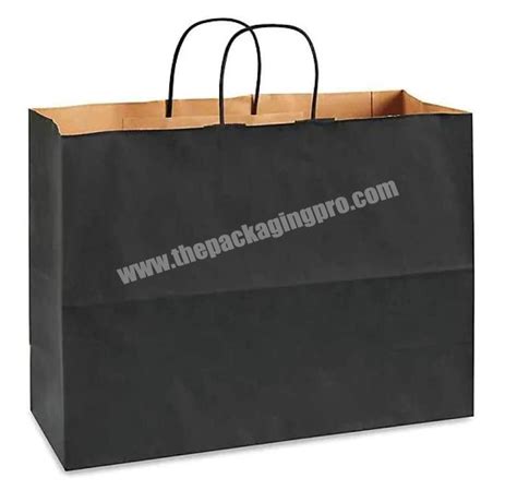 Custom Personalized Logo Printed Black Kraft Paper Shopping Bags With