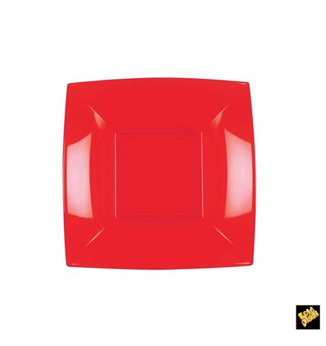 Assiette Dure Réutilisable Creuse Rouge PP 18cm 25 Utés