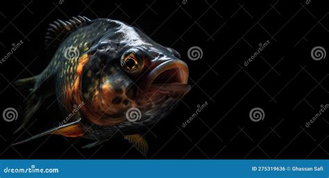 A Piranha Swimming In The Dark Sea Stock Illustration Illustration Of