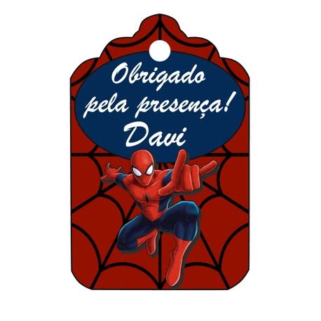 Tag Homem Aranha Spider Man Agradecimento Nome Cm Festa Shopee