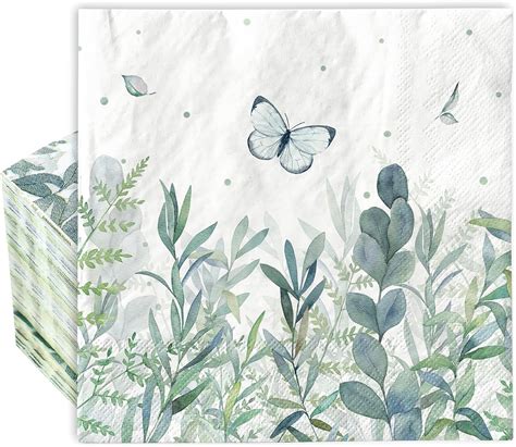 Amazon AnyDesign 80 Pack Greenery Paper Napkins Watercolor