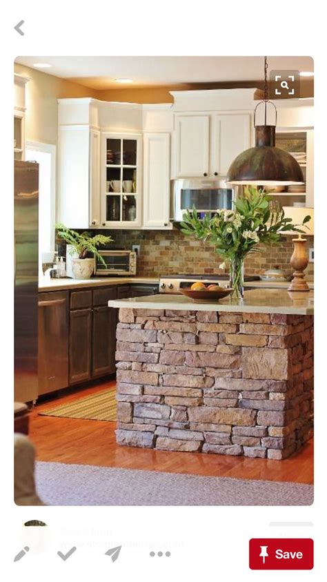 Love The Stone On The Island Stone Kitchen Island Homemade Kitchen