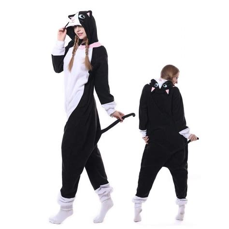 Black Cat Onesie Pajama Animal Costumes For Women And Men Black Cat