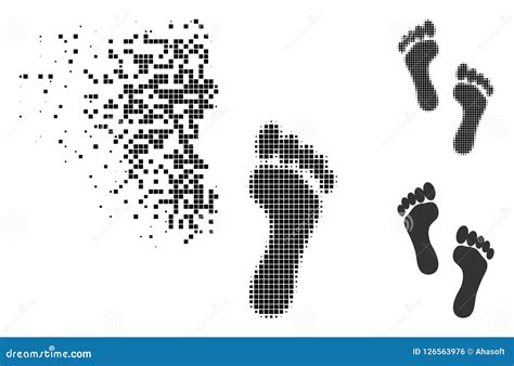 Dissolved Pixelated Halftone Footprints Icon Stock Vector