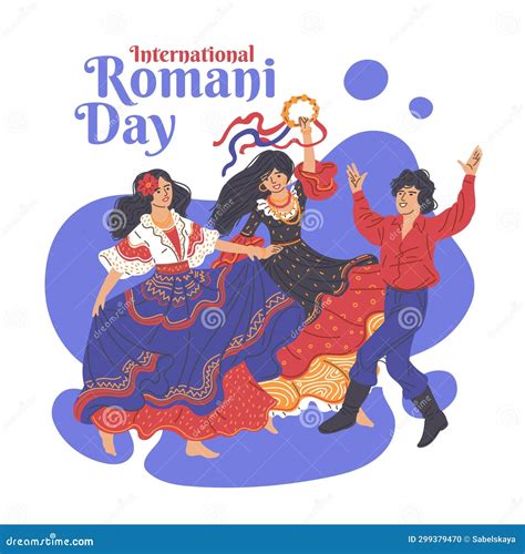 Romani People Gypsy On Poster Cartoon Vector Illustration On White