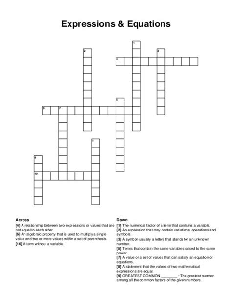 Ratios Rates And Proportions Crossword Puzzle