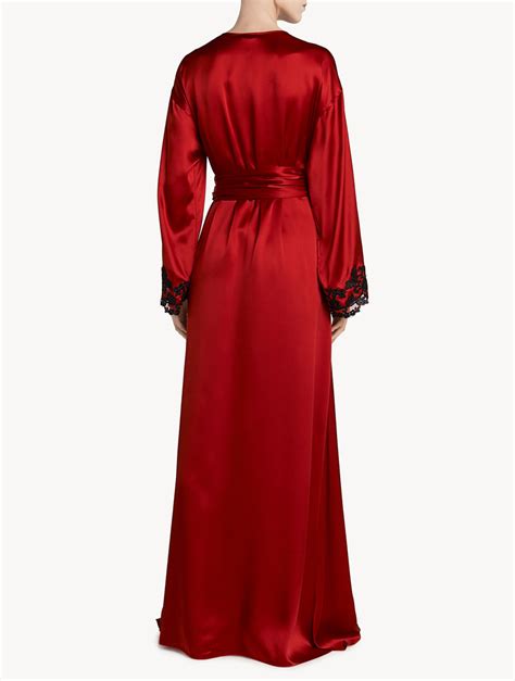 Red Long Silk Robe With Frastaglio La Perla Us