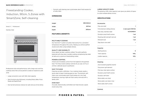 FISHER PAYKEL OR90SPI6X1 90cm 5 Zones Freestanding Induction Cooker