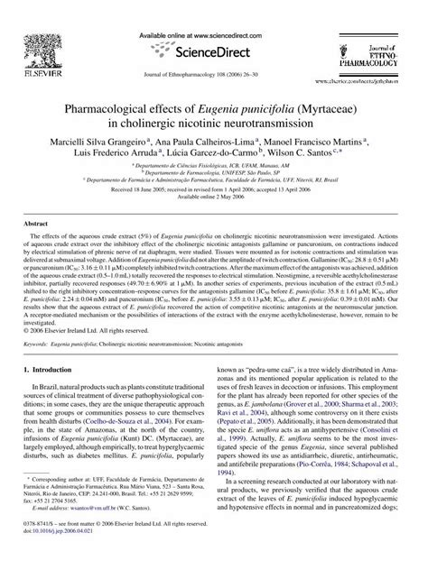 PDF Pharmacological Effects Of Eugenia Punicifolia Myrtaceae In