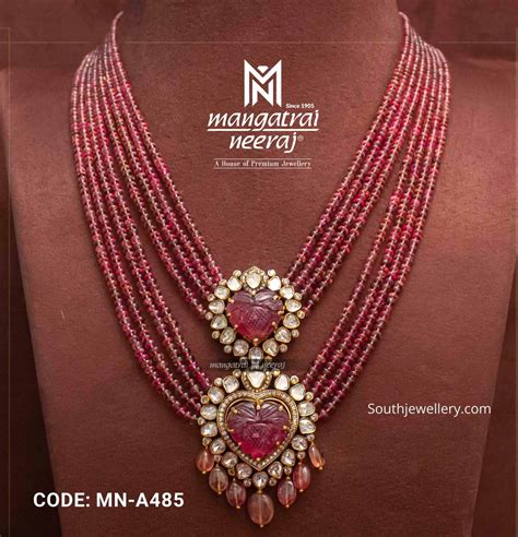 Multi Layered Beads Haram With Polki Pendant Indian Jewellery Designs